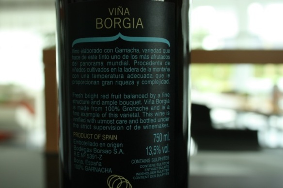 2011 Vina Borgia Rückenlabel